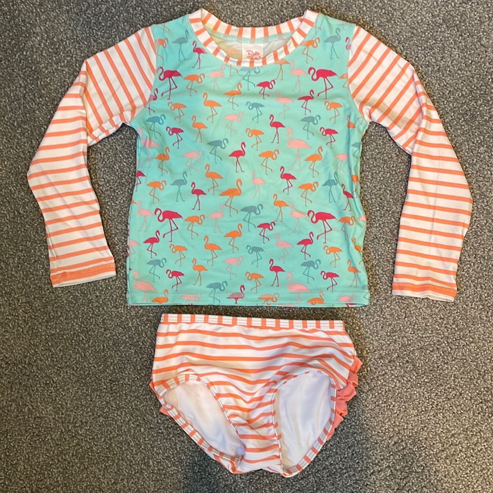 Girls RuffleButt rash guard bathing suit